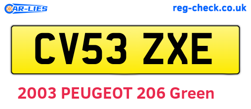 CV53ZXE are the vehicle registration plates.