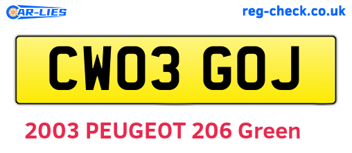 CW03GOJ are the vehicle registration plates.