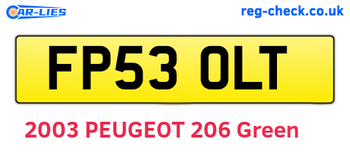 FP53OLT are the vehicle registration plates.