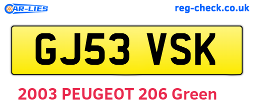 GJ53VSK are the vehicle registration plates.