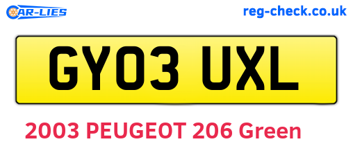 GY03UXL are the vehicle registration plates.
