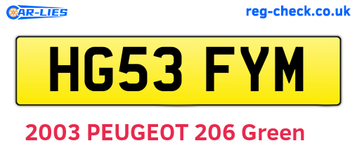 HG53FYM are the vehicle registration plates.