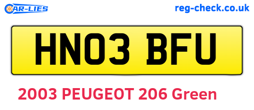 HN03BFU are the vehicle registration plates.