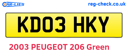 KD03HKY are the vehicle registration plates.
