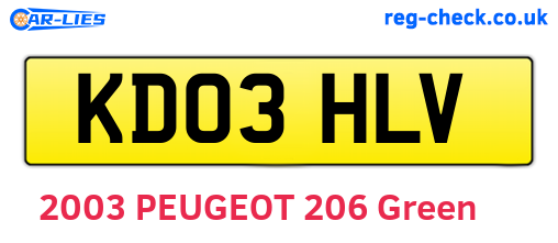 KD03HLV are the vehicle registration plates.