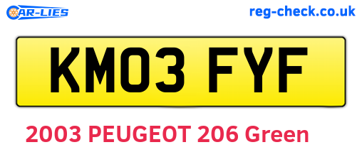 KM03FYF are the vehicle registration plates.