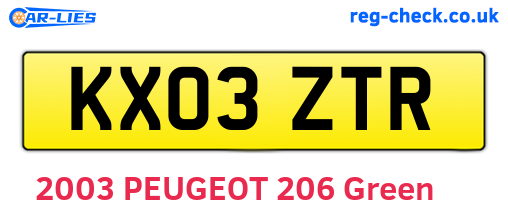 KX03ZTR are the vehicle registration plates.