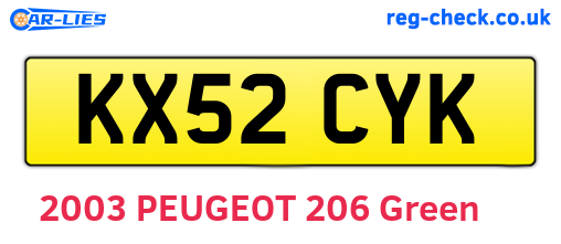KX52CYK are the vehicle registration plates.