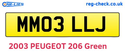 MM03LLJ are the vehicle registration plates.