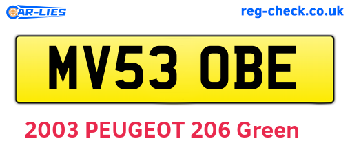 MV53OBE are the vehicle registration plates.