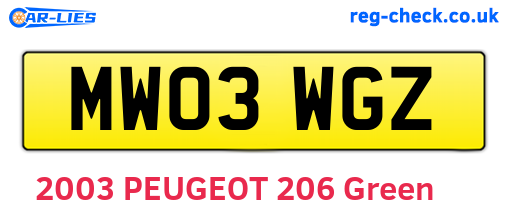 MW03WGZ are the vehicle registration plates.