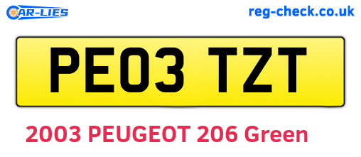 PE03TZT are the vehicle registration plates.