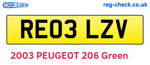 RE03LZV are the vehicle registration plates.