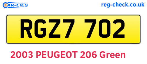 RGZ7702 are the vehicle registration plates.