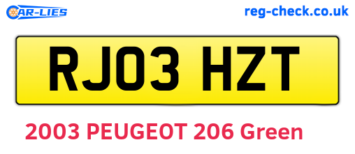 RJ03HZT are the vehicle registration plates.