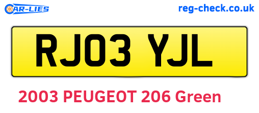 RJ03YJL are the vehicle registration plates.