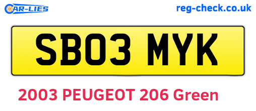 SB03MYK are the vehicle registration plates.
