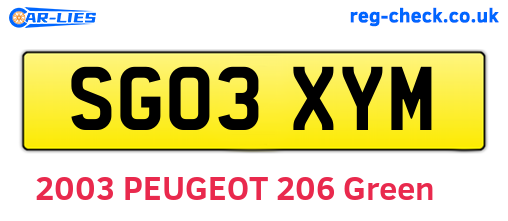 SG03XYM are the vehicle registration plates.