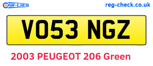VO53NGZ are the vehicle registration plates.