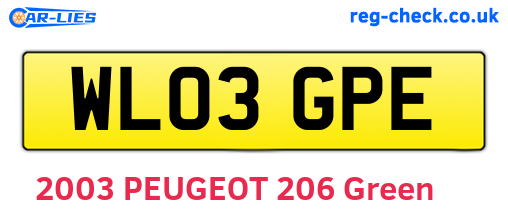 WL03GPE are the vehicle registration plates.