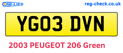 YG03DVN are the vehicle registration plates.