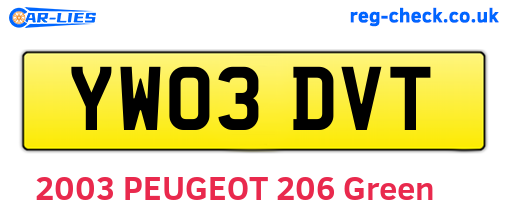 YW03DVT are the vehicle registration plates.