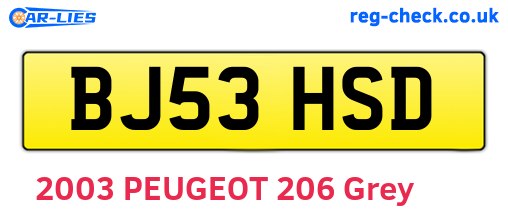 BJ53HSD are the vehicle registration plates.