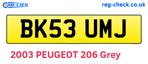 BK53UMJ are the vehicle registration plates.