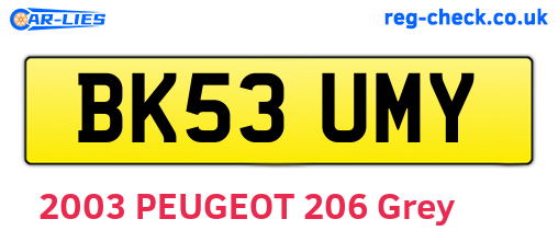 BK53UMY are the vehicle registration plates.