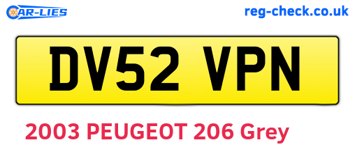 DV52VPN are the vehicle registration plates.
