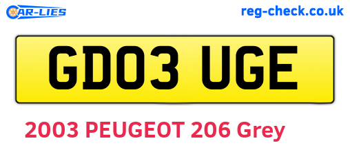 GD03UGE are the vehicle registration plates.