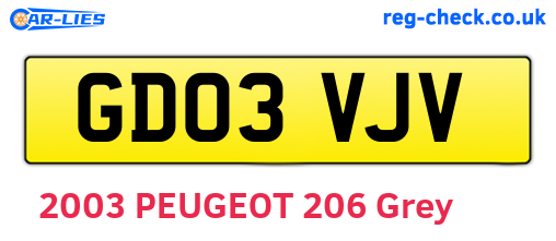 GD03VJV are the vehicle registration plates.