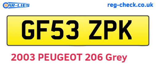 GF53ZPK are the vehicle registration plates.