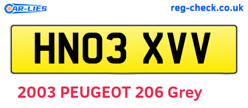 HN03XVV are the vehicle registration plates.