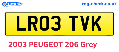 LR03TVK are the vehicle registration plates.