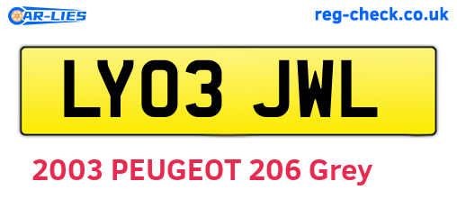 LY03JWL are the vehicle registration plates.