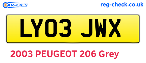 LY03JWX are the vehicle registration plates.