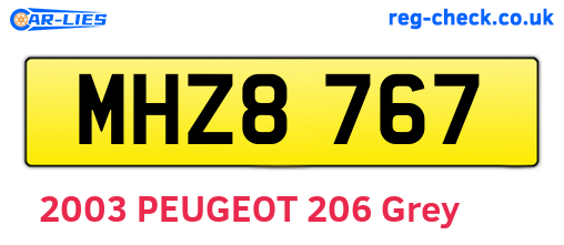 MHZ8767 are the vehicle registration plates.