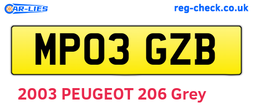 MP03GZB are the vehicle registration plates.