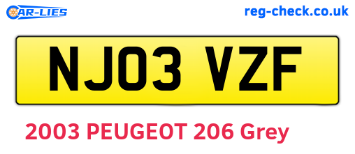 NJ03VZF are the vehicle registration plates.