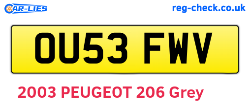 OU53FWV are the vehicle registration plates.