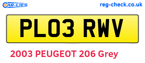 PL03RWV are the vehicle registration plates.