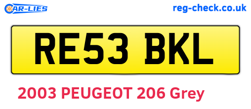 RE53BKL are the vehicle registration plates.