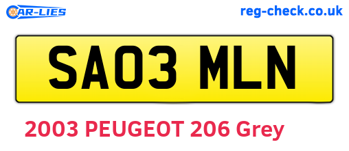 SA03MLN are the vehicle registration plates.