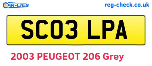 SC03LPA are the vehicle registration plates.