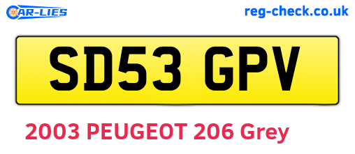 SD53GPV are the vehicle registration plates.