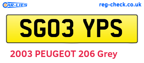 SG03YPS are the vehicle registration plates.