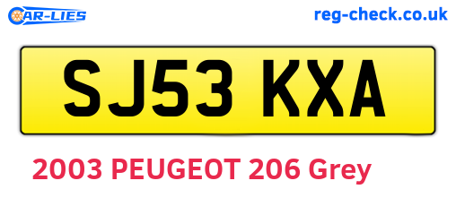 SJ53KXA are the vehicle registration plates.