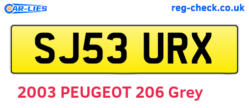 SJ53URX are the vehicle registration plates.