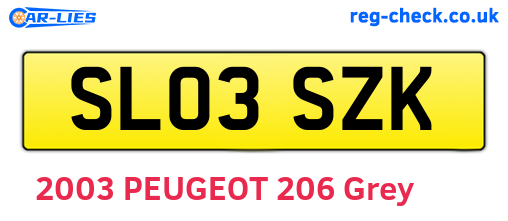 SL03SZK are the vehicle registration plates.